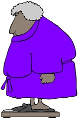 Chubby Woman Standing On Scales