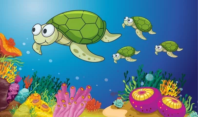 Abwaschbare Fototapete U-Boot Schildkröten