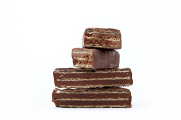 wafers in chocolate isolated on a white background