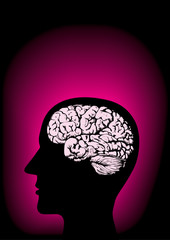 Head with symbolic brain - magenta