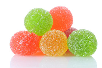 colorful jelly candies isolated on white