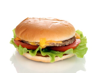Tasty cheeseburger isolated on white