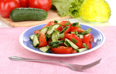Fresh salad with tomatoes and cucumbers