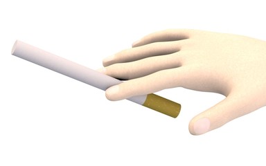 3d render of hand with cigarette