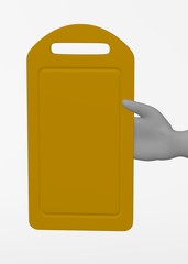 3d render of cartoon character with cooking board