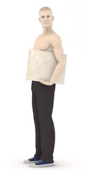 3d render of artificial character with envelope