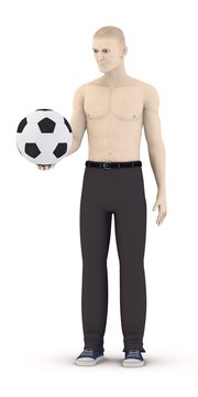 3d render of artificial character with soccer ball