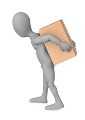 3d render of cartoon character with package