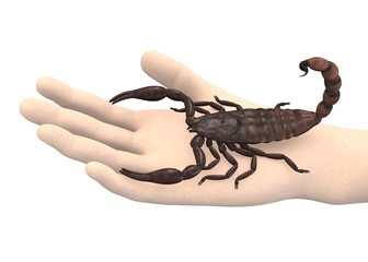 3d render of hand with scorpio