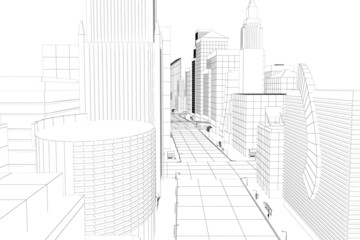 Obraz premium Wire Frame City