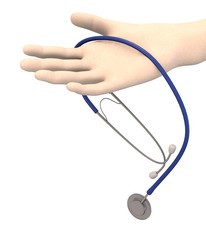 3d render of hand with stethoscope