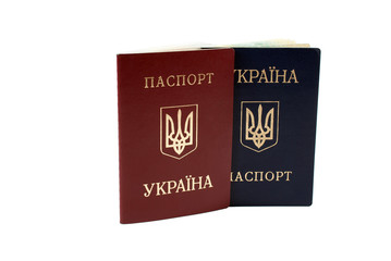 ukrainian passports isolated on white background