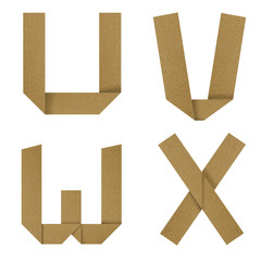 English alphabet Origami set made by grunge recycled paper