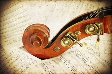 Musical score retro - doublebass