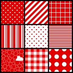 9 Different Seamless Pattern Red/White © Jan Engel