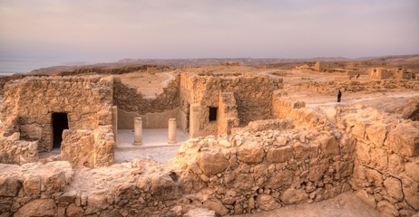 Masada fortress and Dead sea sunrise in Israel