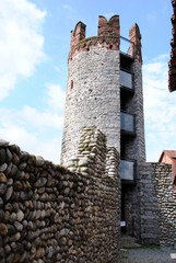 main tower in a medioeval castle, made of stones