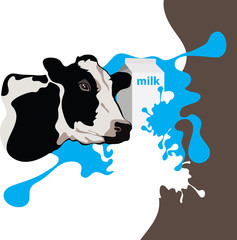 cow, milk, package, vector illustration