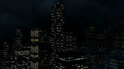 Night city aerial shot with alpha channel - Powered by Adobe