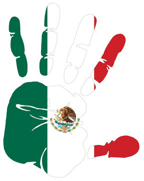 mexico flag in hand print
