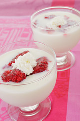 Himbeeren auf Naturjoghurt