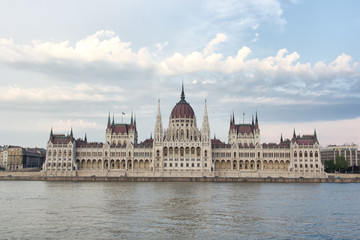 budapest parliament with clouds