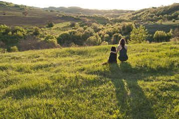 Young woman and her dog
