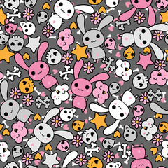 Seamless pattern with doodle. Vector kawaii illustration.
