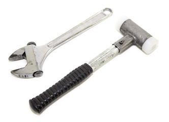 Tools wrench and hammer