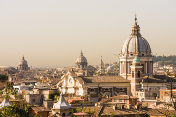 Rome overview with several domes, copy space