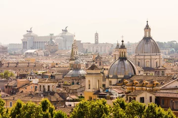 Deurstickers Rome overzicht met monument en diverse koepels © Vit Kovalcik