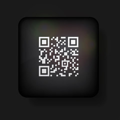 Vector qr code icon on black. Eps10