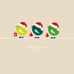 3 Birds Holding Christmas Symbols