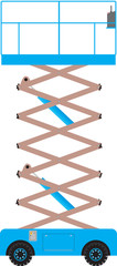 A Blue Scissor Lift Platform extended