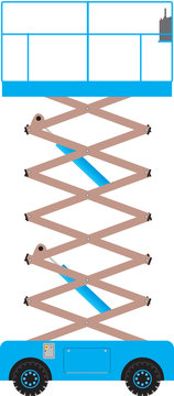 A Blue Scissor Lift Platform extended