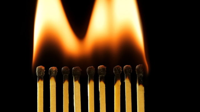 Burning matches heads
