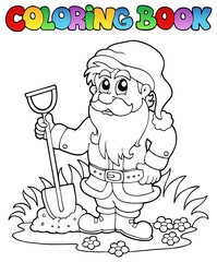 Coloring book cartoon garden dwarf