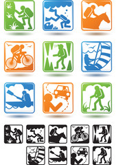Active lifestyle, tourism icons
