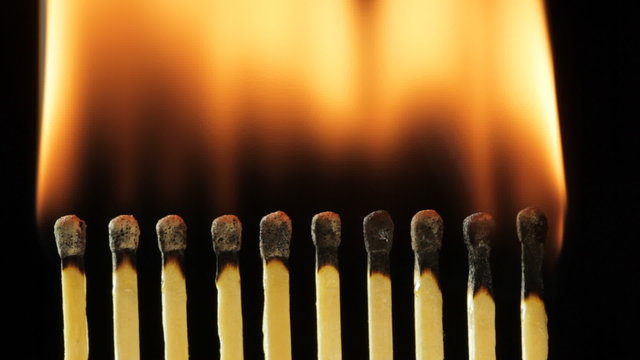 Safety matches showing burnt out matches