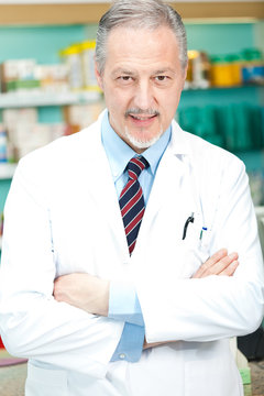 Portrait of a chemist in his store