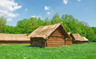 ukrainian old log hut