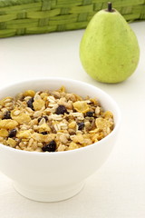 healthy granola and fresh fruits