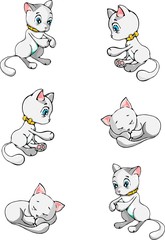 Vector animal characters. Isolated objects. Cats