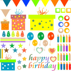 happy birthday design elements for baby scrapbook