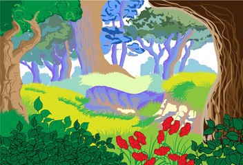 Cartoon forest landscape