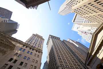 Wall Street buildings, New York - obrazy, fototapety, plakaty
