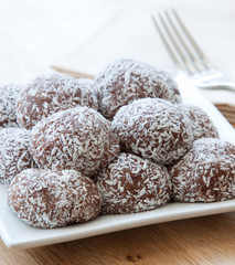 Coconut crusted chocolate balls
