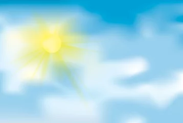 Poster Hemel Helder weer / Blauwe lucht met zon