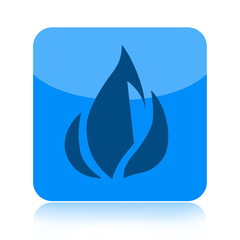 Blue fire icon isolated on white background