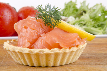 pastry cases filled with smoked salmon